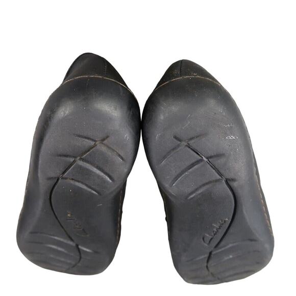Clarks Shoes Womens 7.5 Loafer Slip On Ashland Leather Black Classic Career Flat - Picture 12 of 14